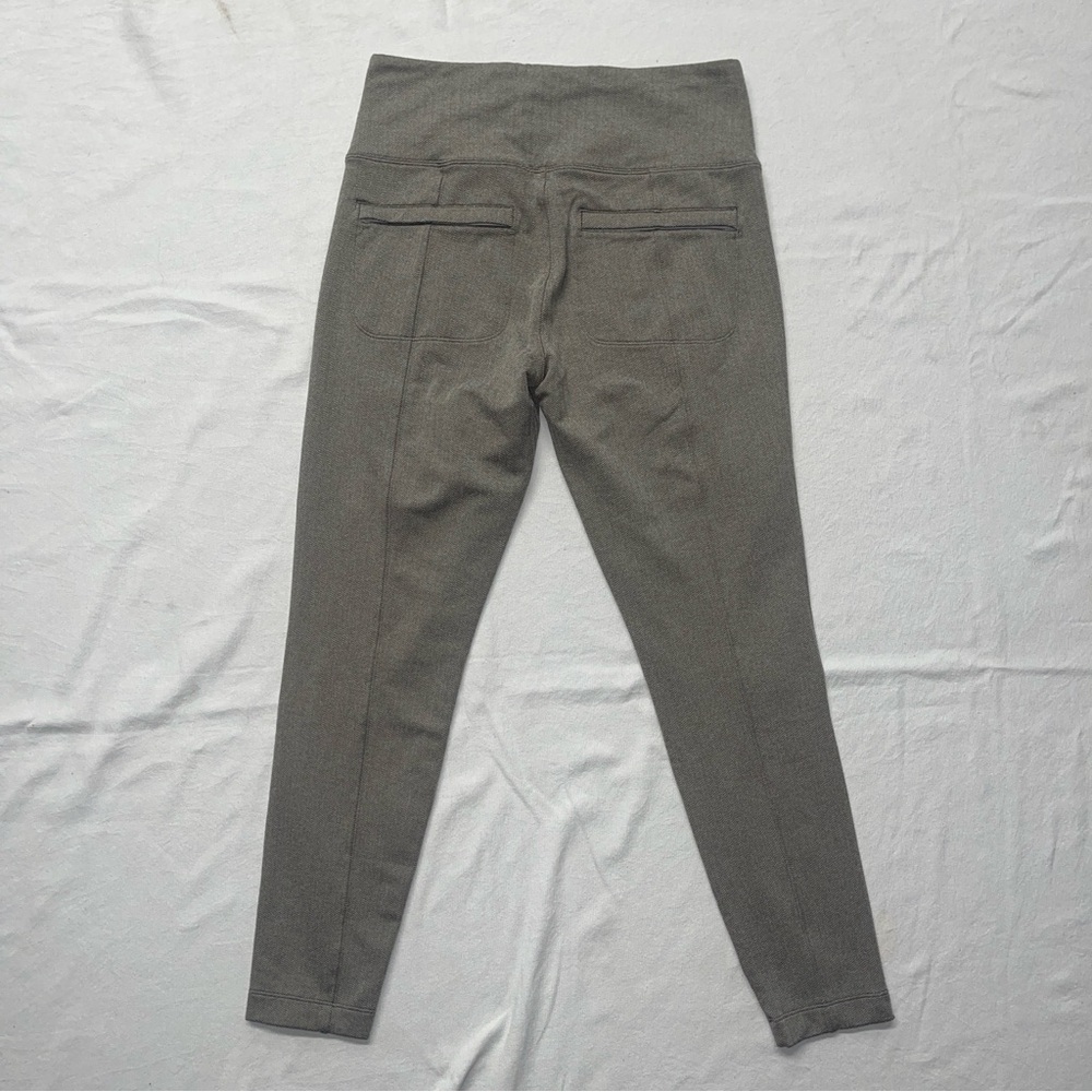 Athleta Gray Herringbone Leggings | Back Zip Pocket | Pull On Stretch Pants - Picture 8 of 13